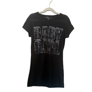 SWS Black Baby Girl T-Shirt Medium Rhinestone Y2K